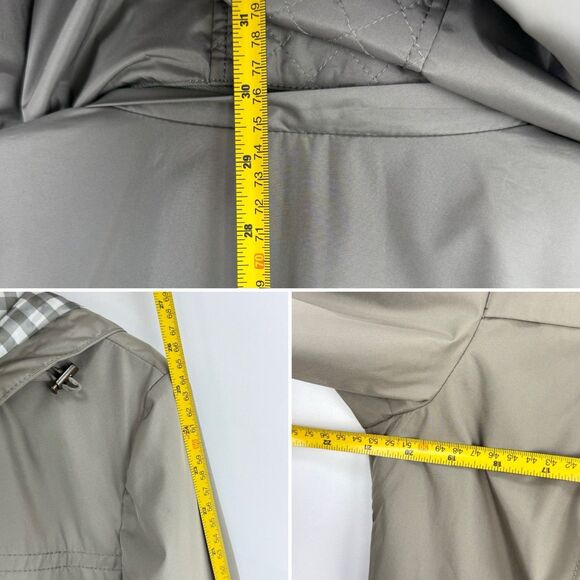 Liz Claiborne NY Green Lined Rain Windbreaker Coat Hooded Coat Womens Size M - Picture 11 of 16